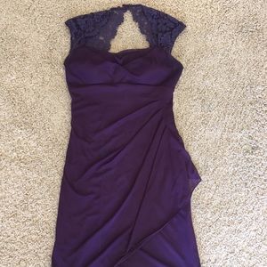 Deep plum chiffon/lace cocktail dress